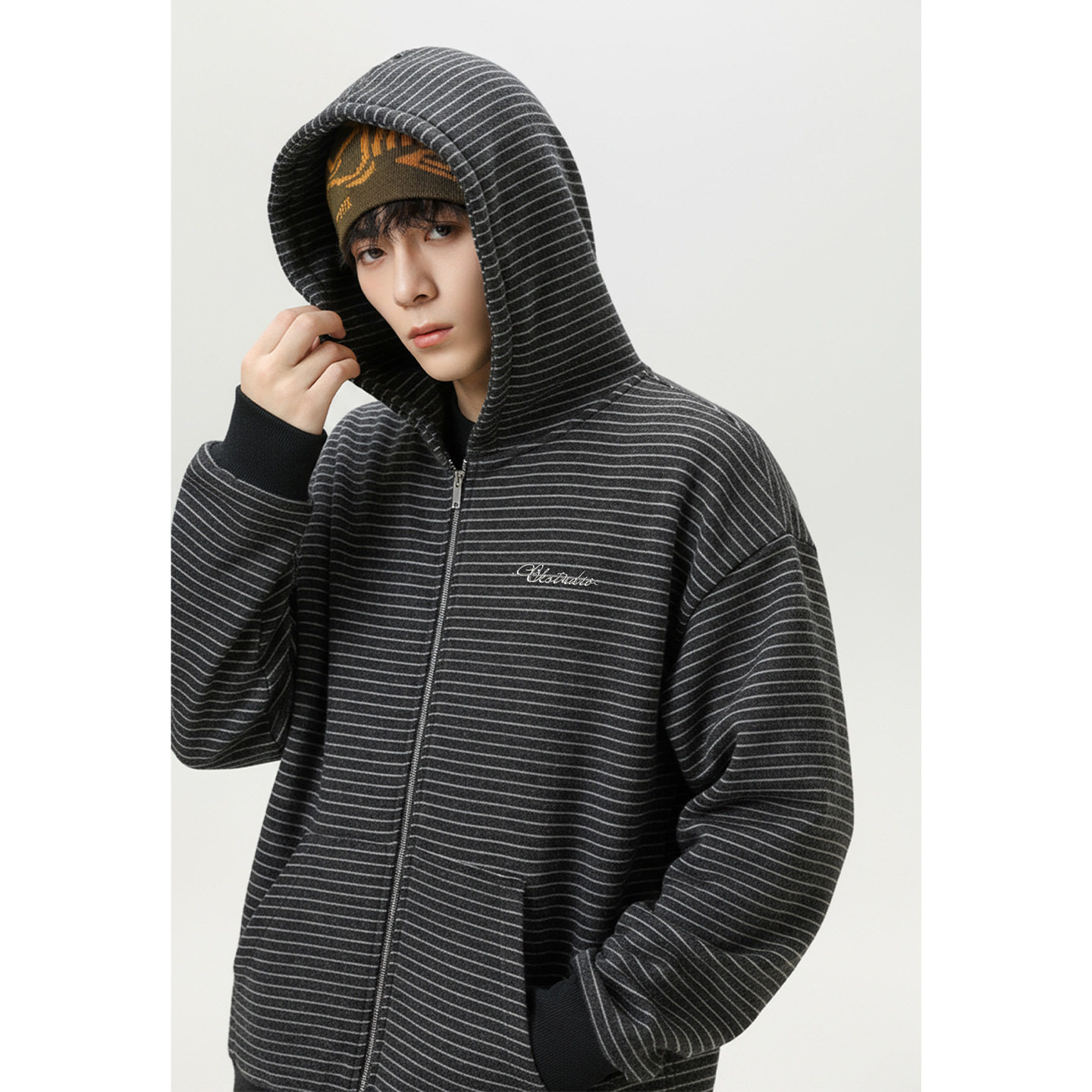 开衫连帽卫衣男秋冬款日系宽松质感加厚保暖帽衫MW8017-P63控108,男装棉衣,电商A362