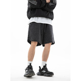 下摆三角开叉设计牛仔短裤夏季新款绣花宽松五分裤L2286-P50控78，男装牛仔裤，电商A362