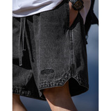 做旧洗水工装牛仔短裤夏季刺绣日系休闲宽松五分裤L2286-P50控78，男装牛仔裤，电商A362