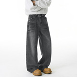 水洗牛仔裤男秋季撞色铆钉直筒裤复古美式半松紧MN2455-P59控88，男装牛仔裤，电商A362