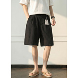 男夏季款亚麻纹理简约透气老钱风直筒宽松五分裤OK2600-P40控75，男装休闲裤，电商A362