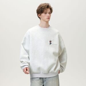 圆领卫衣男秋款趣味质感刺绣运动上衣潮牌套头衫MW3980-P45控78图片