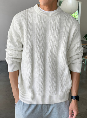 花肌理圆领毛衣男秋冬款保暖加厚针织衫慵懒风潮牌K4097-P51控88