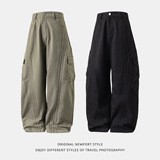 休闲裤男秋季款杠条拼接廓形弯刀裤潮牌运动宽松MK2450-P55控88，男装休闲裤，电商A362