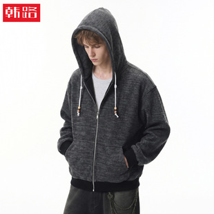 秋季款仿毛衣肌理复古质感帽衫外套 跨境欧码KJ-OW8070-P77控138