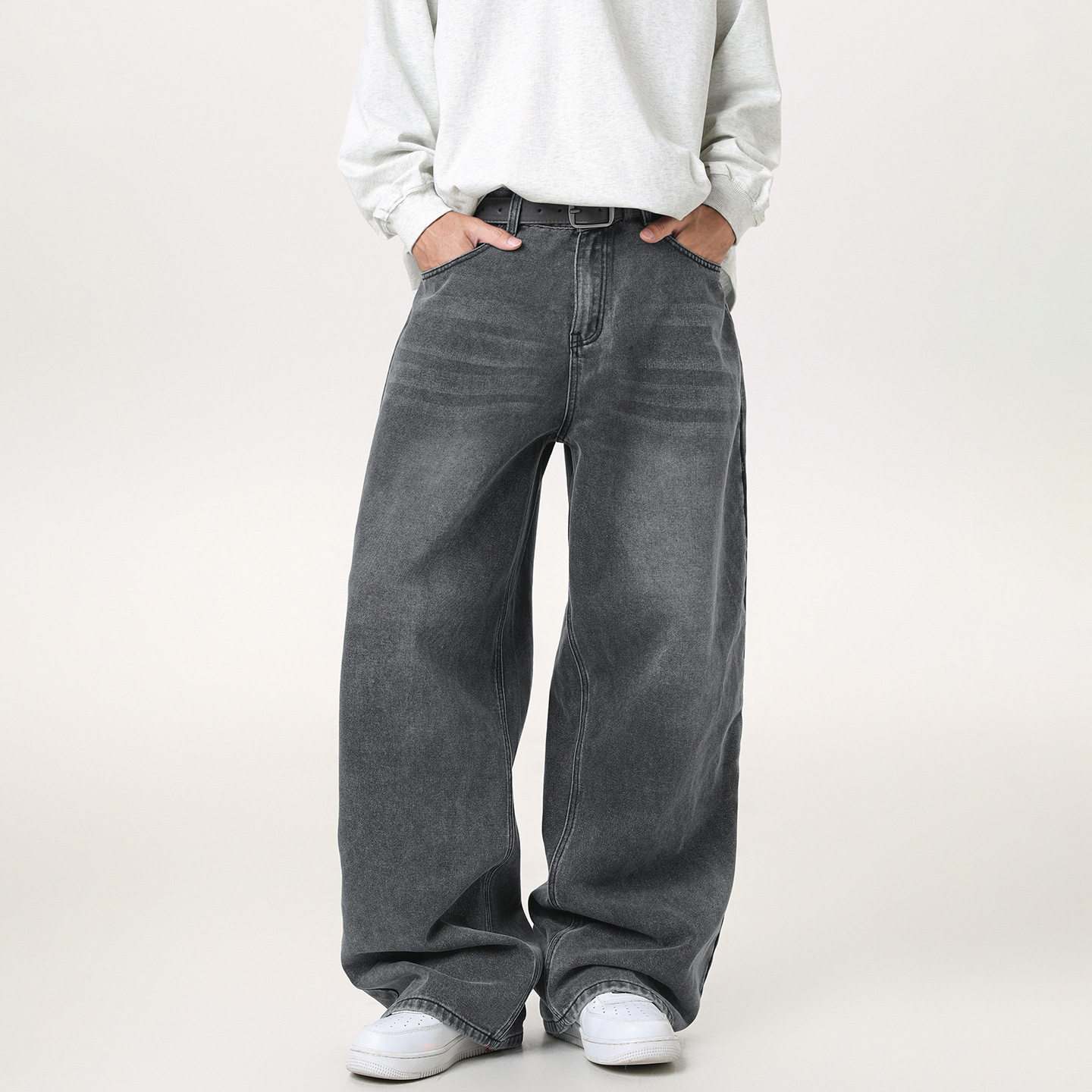 男秋季新款直筒宽松潮牌廓形长裤基础百搭MN2433-P60控98，男装牛仔裤，电商A362