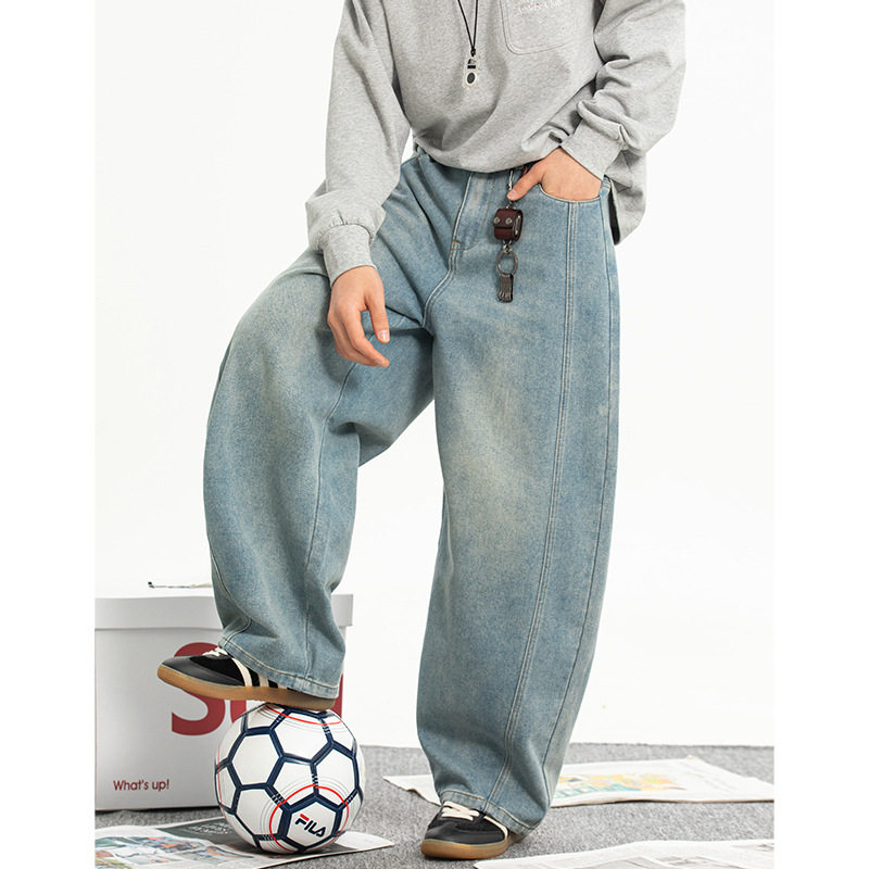 男春季新款复古水洗廓形裤子潮牌宽松休闲长裤MN2383-P55控88，男装牛仔裤，电商A362