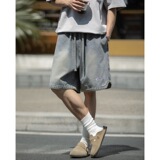 牛仔短裤男夏季新款潮牌刺绣下摆开叉宽松休闲L2286-P50控78，男装牛仔裤，电商A362