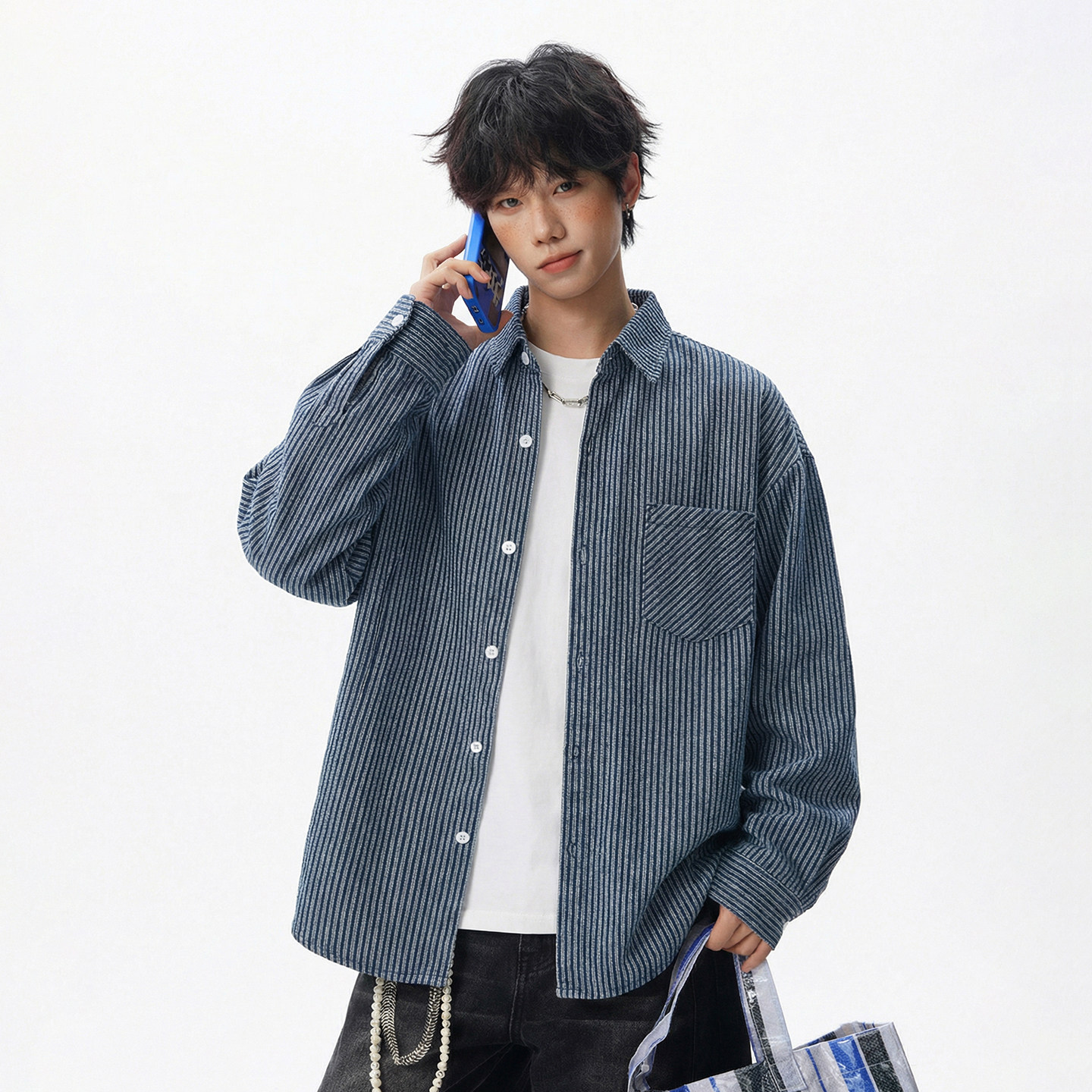 长袖衬衫春季款后背分割设计日系宽松衬衣外套MC7136-P65控98，男装衬衫，电商A362