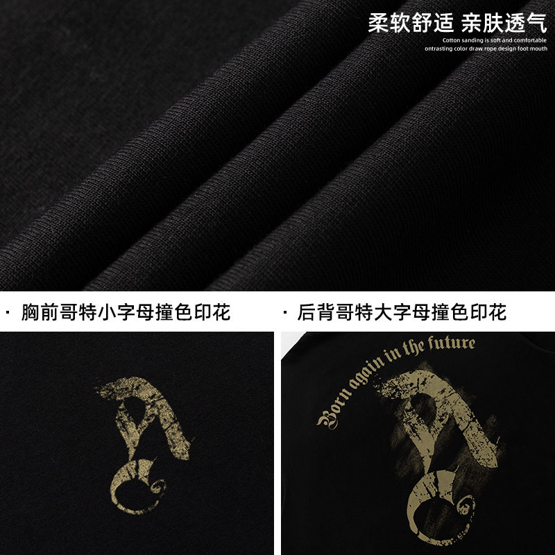 T恤男2025夏季新款哥特字母印花设计情侣体恤衫MT7184-P30控49,男装T恤,电商A362