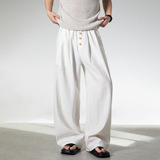 休闲裤男春夏款门襟撞色纽扣垂感宽松潮牌直筒长裤OK2489-P45控78，男装休闲裤，电商A362