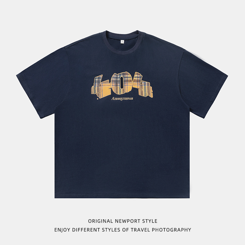 平铺复古质感短袖T恤男夏季新款格纹情侣纯棉体恤MT7151-P33控49