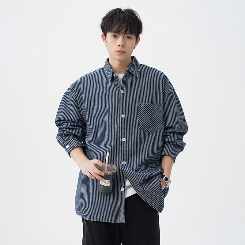 袖衬衫男春季款后背拼接设计日系宽松休闲衬衣MC7136-P65控98,男装衬衫,电商A362