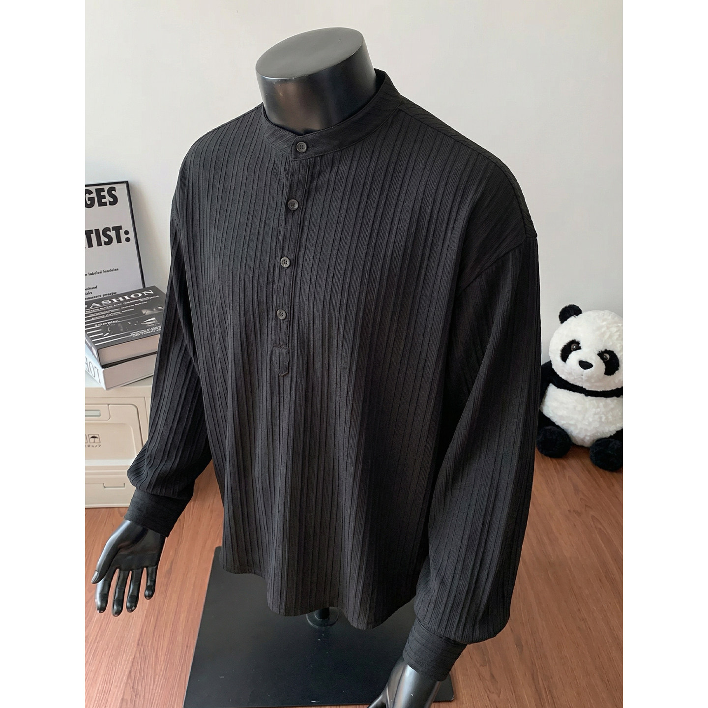 长袖衬衫春款竖条肌理百搭透气立领衬衣外套OC8024-P39控68,男装衬衫,电商A362