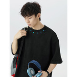 T恤男装夏季新款领口仿绿松石钉扣设计潮牌体恤衫MT7215-P30控49，男装T恤，电商A362