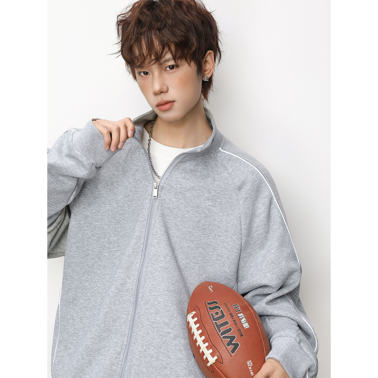 春季新款撞色拼接质感肌理插肩袖休闲上衣外套OW8028-P68控118,男装卫衣,电商A362