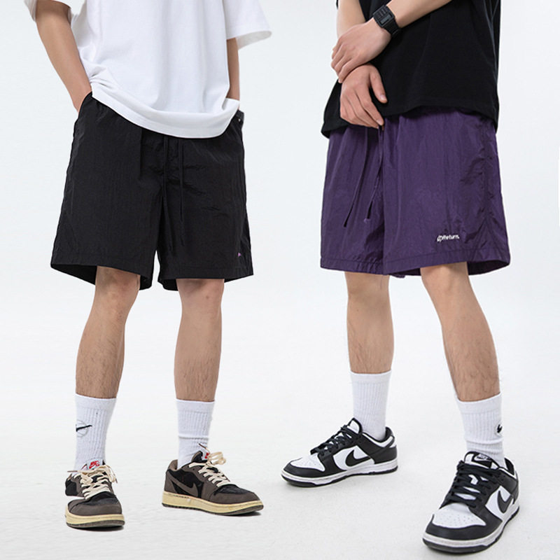 金属丝质感运动沙滩短裤女夏季薄款潮牌宽松五分裤L2255-P31控49，男装休闲裤，电商A362