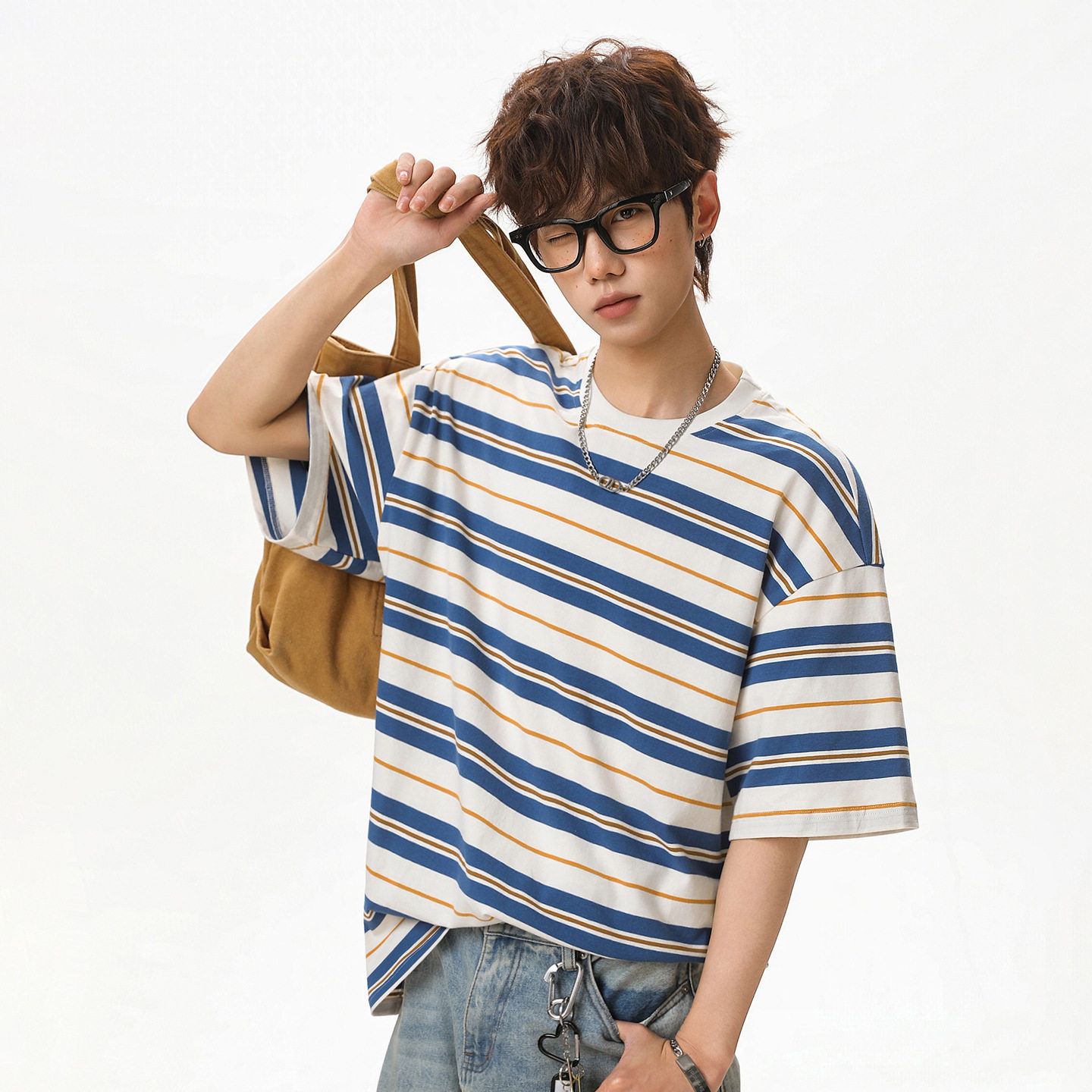 夏季款美式复古情侣宽松百搭休闲潮牌半袖体恤OT7286-P38控68，男装T恤，电商A362