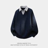 衬衫领卫衣男春季学院风翻领上衣短宽廓形外套OW8031-P58控98，男装衬衫，电商A362