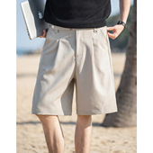 短裤 休闲百搭五分裤 男夏季 可调西装 款 打褶中裤 OK2601 P44控78