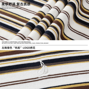 撞色条纹短袖T恤男女夏季新款刺绣潮牌休闲体恤MT7170-P40控65图片