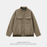 哈灵顿夹克男秋冬新款潮流双口袋老钱风短宽立领MJ6034-P90控148，男装夹克，电商A362