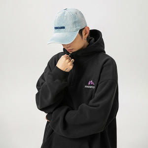 半拉链连帽卫衣女秋冬新款美式复古质感帽衫外套L3844-P60控98图片