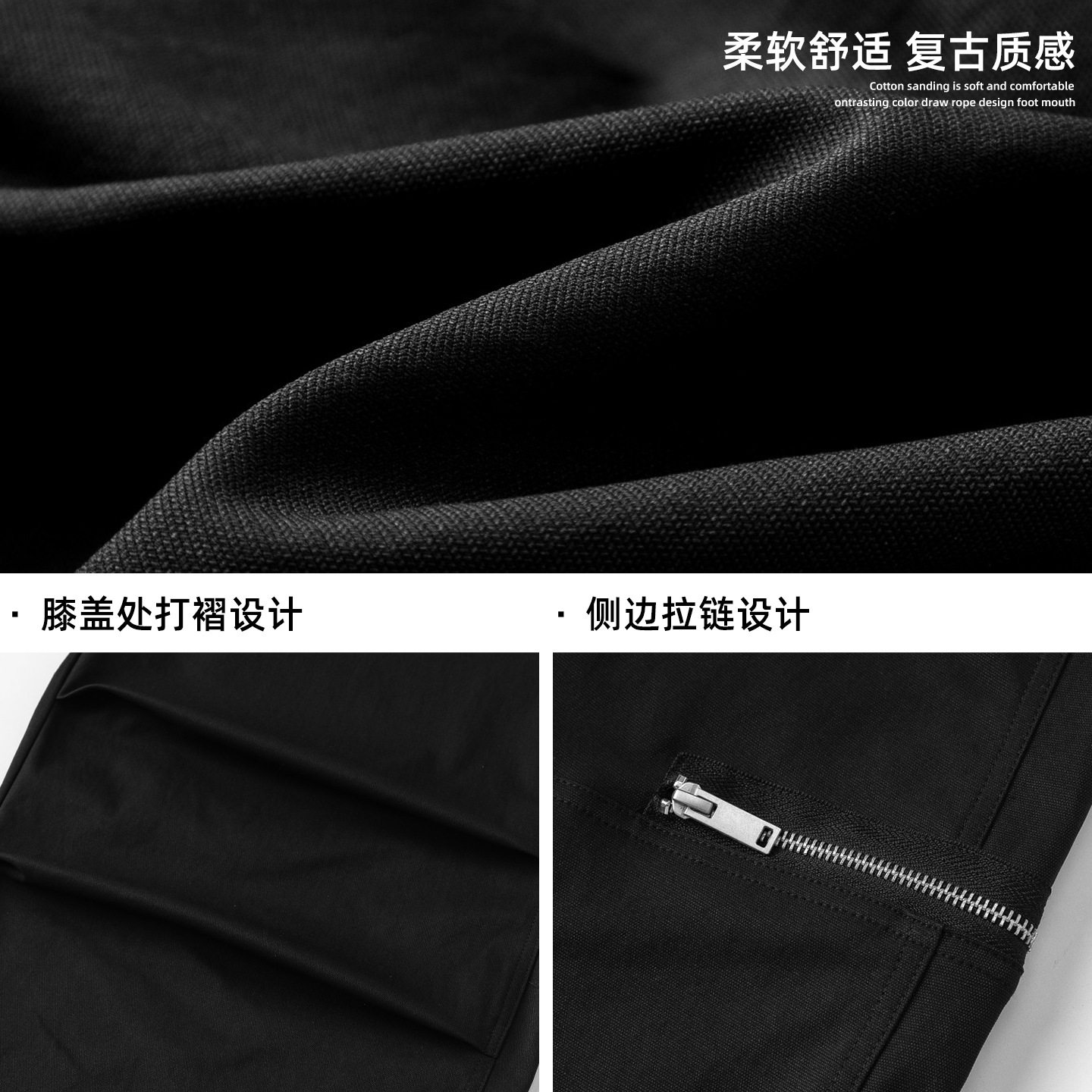 弯刀休闲裤男秋季款拉链伞兵裤潮牌宽松直筒工装MK2459-P55控88,男装工装外套,电商A362