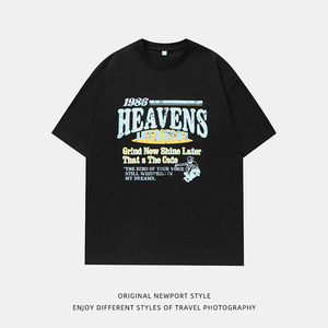 字母印花短袖体恤男夏季款复古纯棉潮牌宽松半袖MT7180-P30控49图片