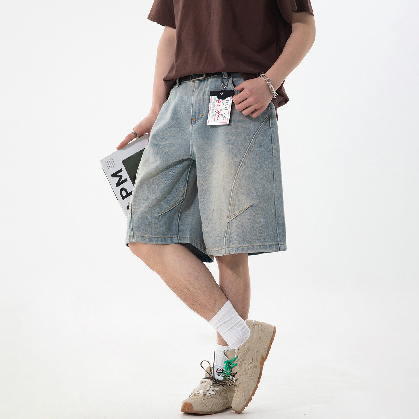 短裤男春夏新款复古做旧潮牌日系百搭宽松五分裤ON2693-P45控78，男装牛仔裤，电商A362