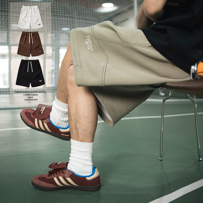 美式休闲短裤男夏季新款复古字母刺绣运动五分裤MK2378-P40控65，男装休闲裤，电商A362