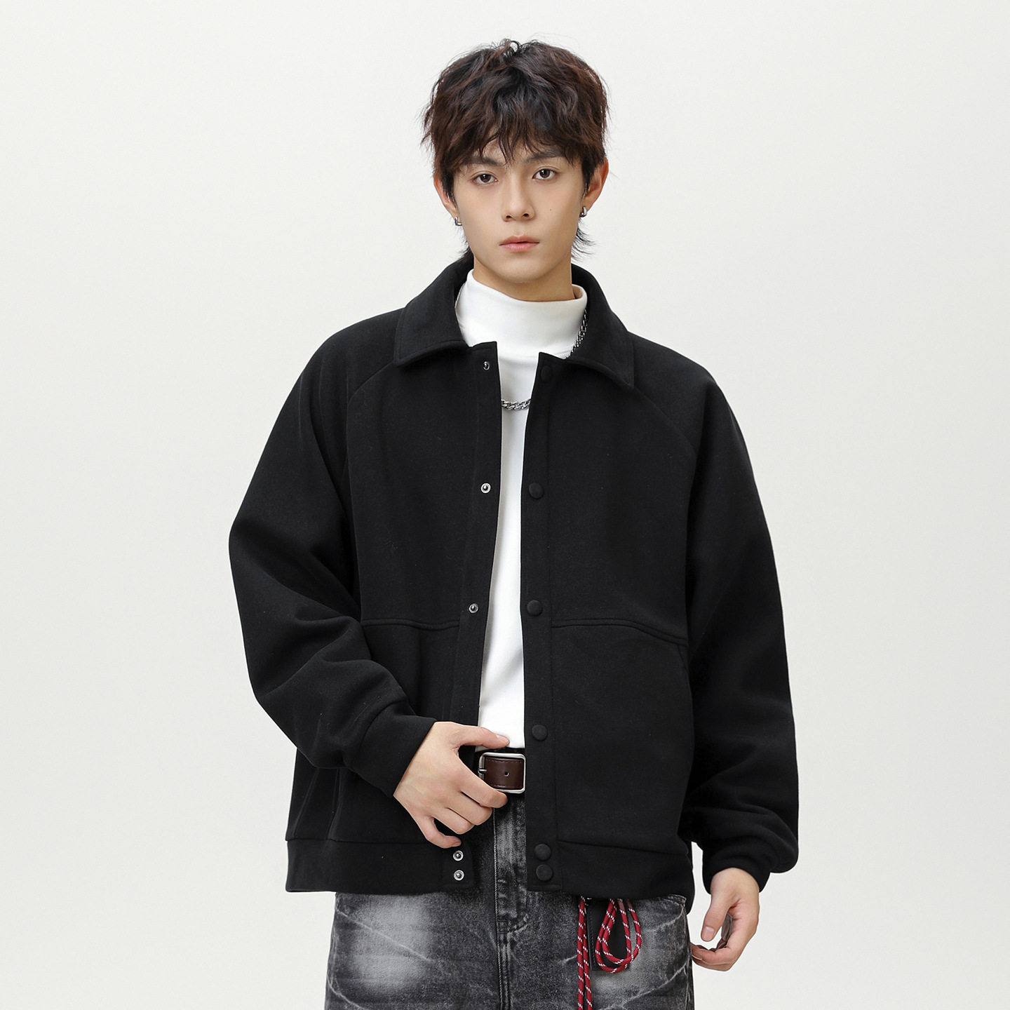 男秋季新款潮牌短宽廓形质感宽松商务呢子MJ6038-P75控118,男装夹克,电商A362