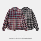 衬衫男春季款基础百搭撞色格纹翻领衬衣情侣外套MC3963-P43，男装衬衫，电商A362