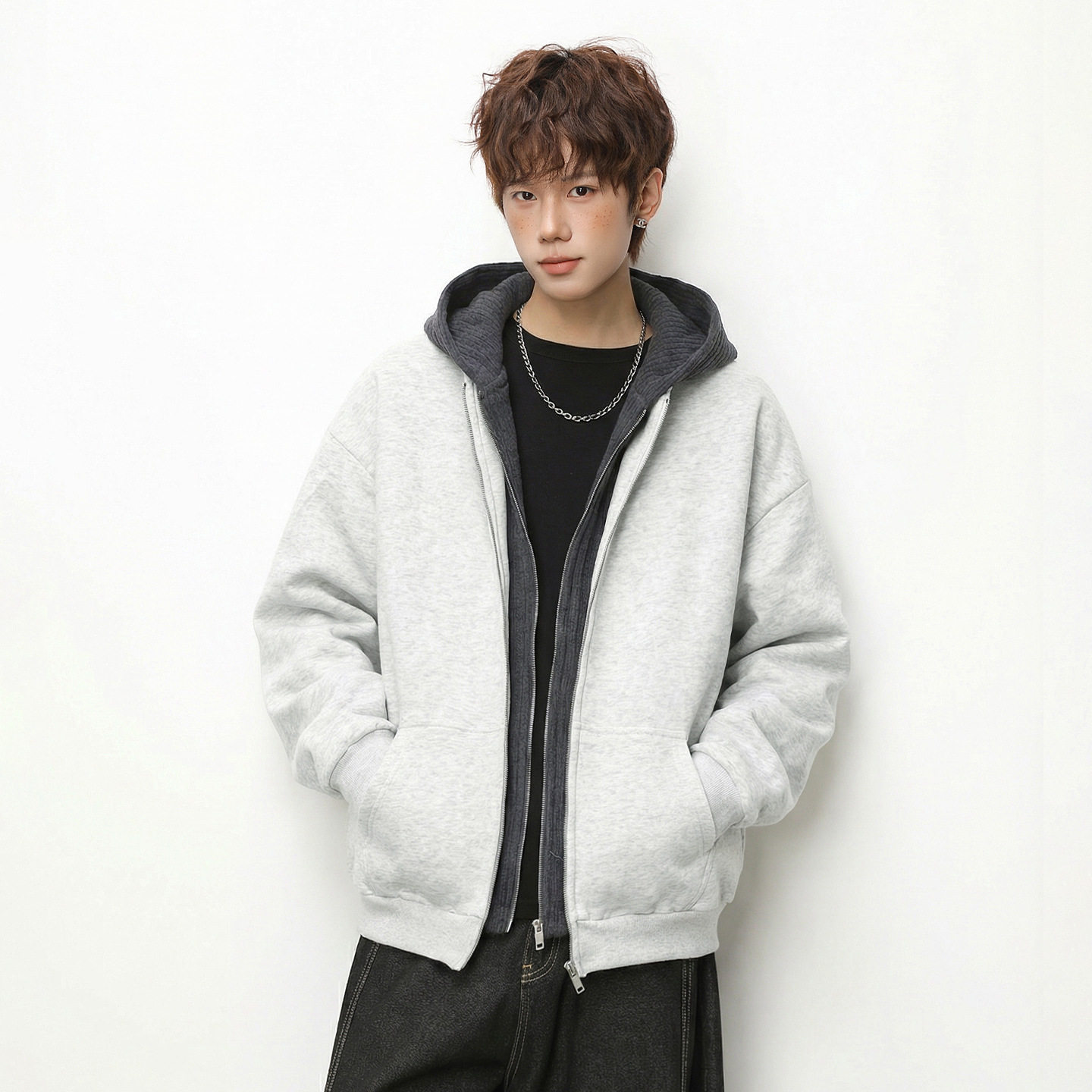 开衫连帽卫衣男春款重磅肌理美式休闲帽衫外套OW8036-P79控138,男装卫衣,电商A362