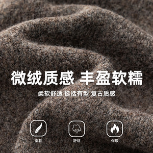 V领毛衣男秋冬新款复古翻领polo针织衫保暖外套MM4149-P60控98图片