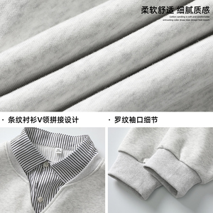 V领卫衣春款重磅质感复古学院风polo套头衫外套OW8031-P58控98图片