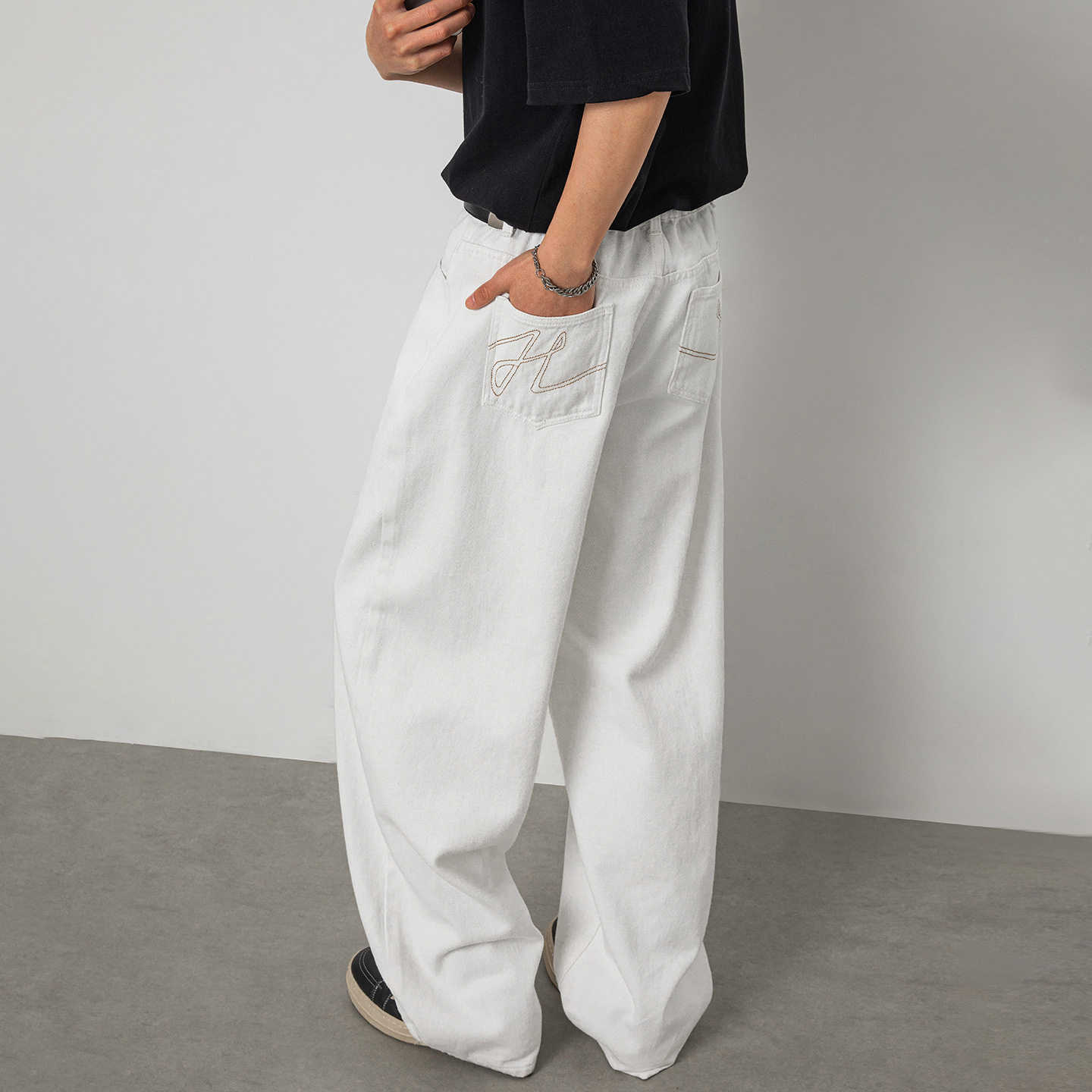 色刺绣春季款潮牌美式直筒裤高街复古休闲长裤ON2622-P55控88，男装休闲裤，电商A362