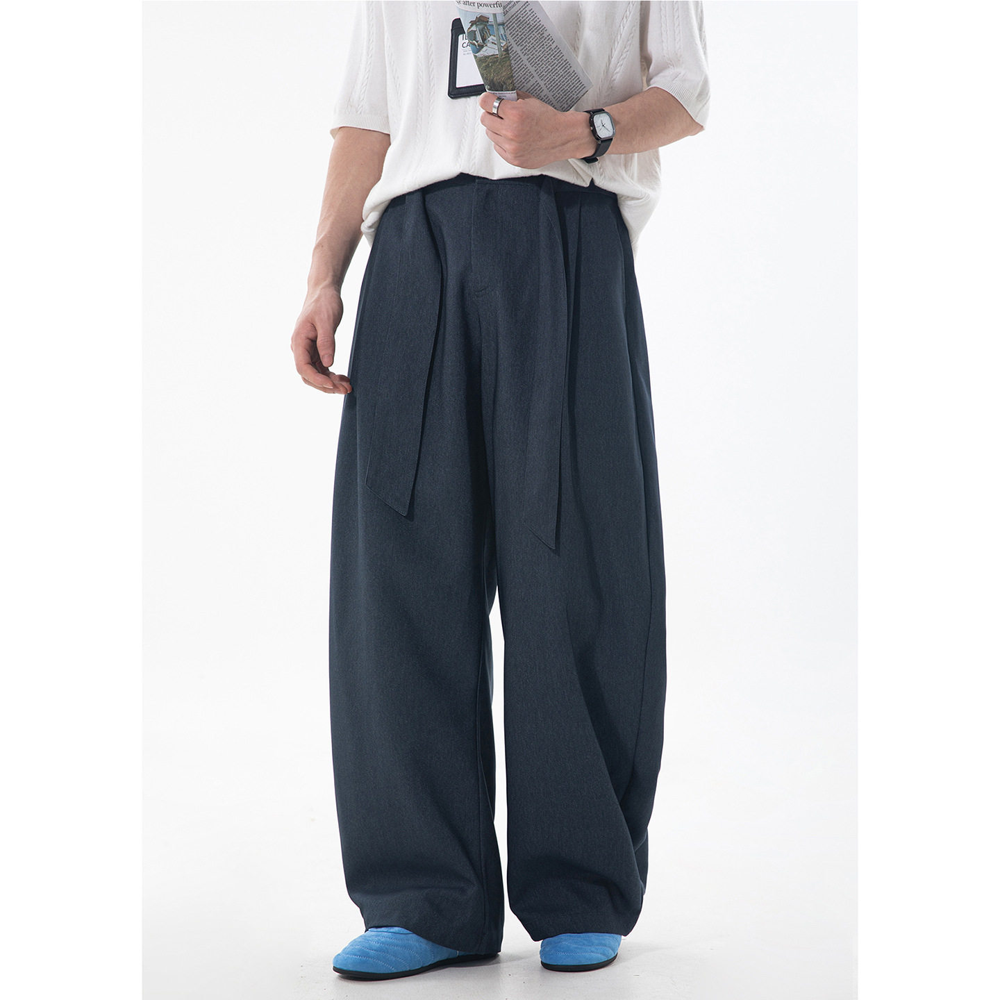 弯刀裤男春夏款垂感宽松长裤日系慵懒风阔腿休闲裤OK2712-P53控95，男装休闲裤，电商A362