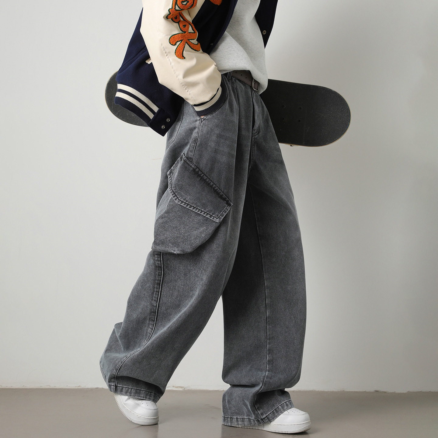 工装牛仔裤男秋季款质感宽松潮牌直筒长MN2431-P70控108，男装牛仔裤，电商A362