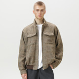 立领夹克男秋季款双袋设计哈灵顿短宽潮牌格子MJ6034-P90控148，男装夹克，电商A362