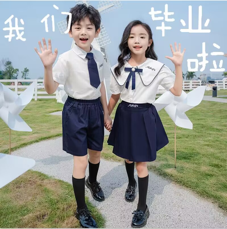 英伦学院风小学生班服幼儿园大班毕业典礼拍照表演出服装白色衬衫 童装/婴儿装/亲子装 儿童演出服 原图主图