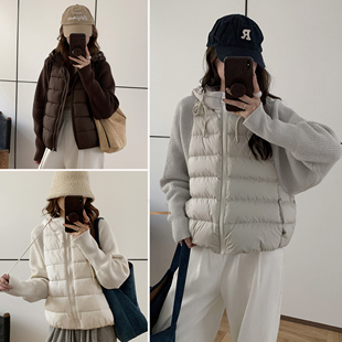 小个子显瘦棉服针织拼接夹棉袄外套 短款 2025新款 轻薄棉衣女冬季