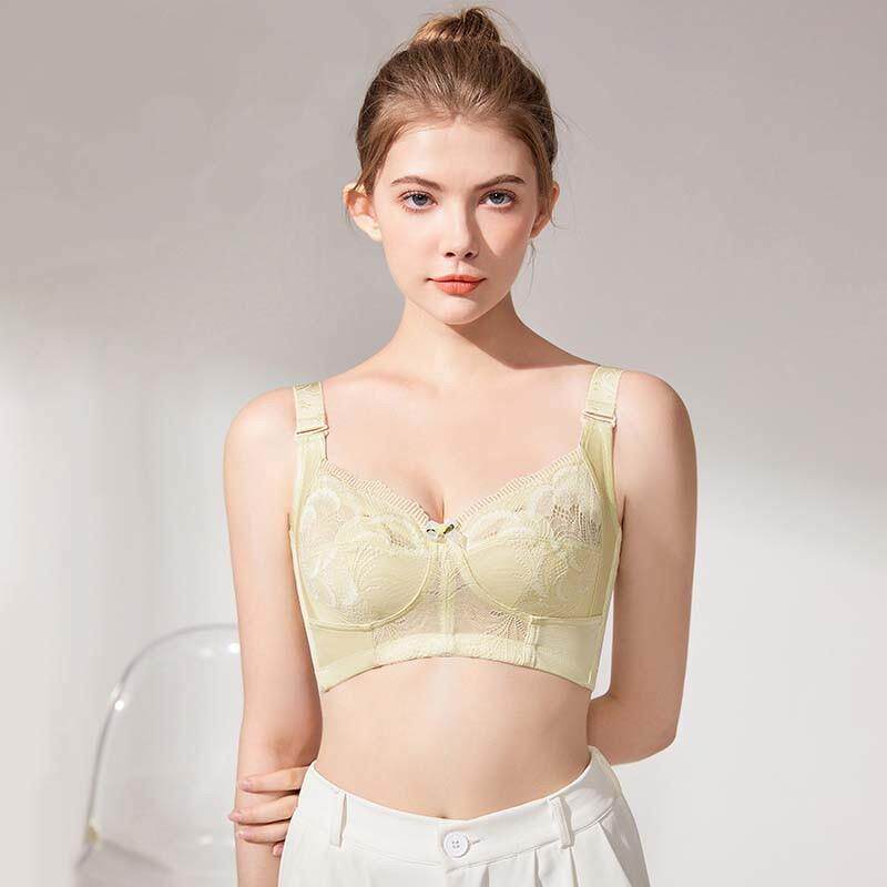 蕾大码大胸显小调整型内衣无钢圈水晶杯文胸聚拢收副乳胸罩
