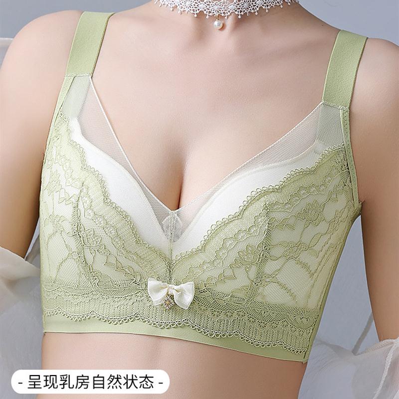 夏季薄款内衣女大胸显小胸收副乳聚拢防下垂无钢圈光面无痕文胸罩