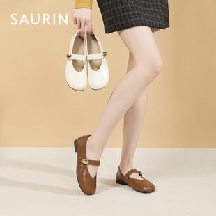 索兰玛丽珍鞋女2026春季新款温柔风小皮鞋配裙子平底单鞋26AS8128