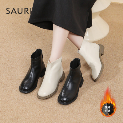 索兰加绒踝靴粗跟瘦瘦靴