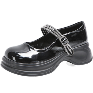 索兰单鞋2024秋季新款甜美玛丽珍厚底增高小个子皮鞋女24CYL6175