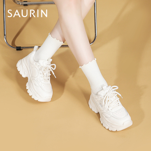 索兰厚底老爹鞋女2025秋冬新款百搭休闲增高轻便运动鞋25CY27285