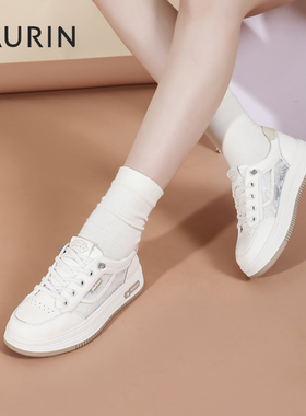 索兰小白鞋女2025新款春季百搭爆款运动休闲平底板鞋25AX25241