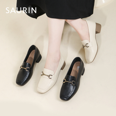 索兰软底不累脚粗跟乐福鞋